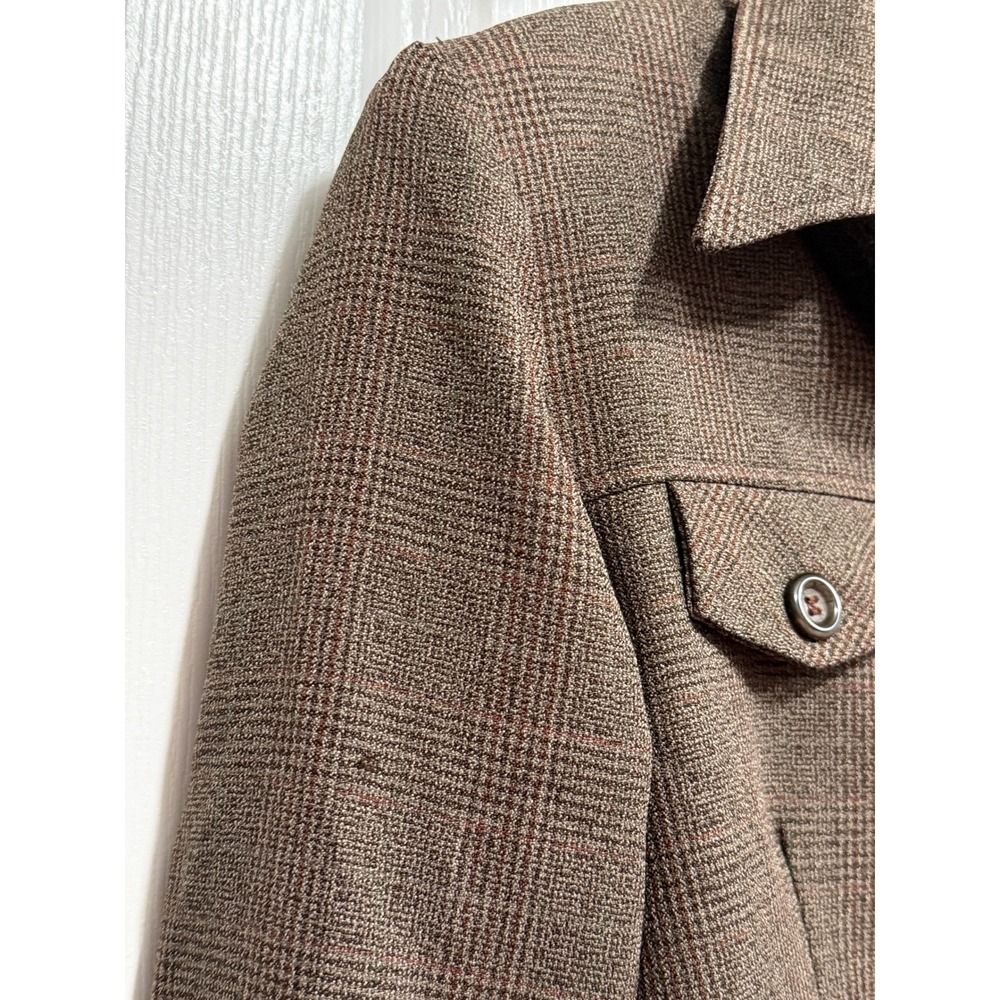 Vintage 90s Maggie Lawrence Plaid Button Up Shirt Jacket Women's M Brown Classic - Picture 9 of 16